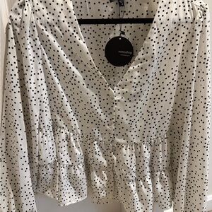 Mittoshop Black and White Polka Dot Top brand new with tags size medium